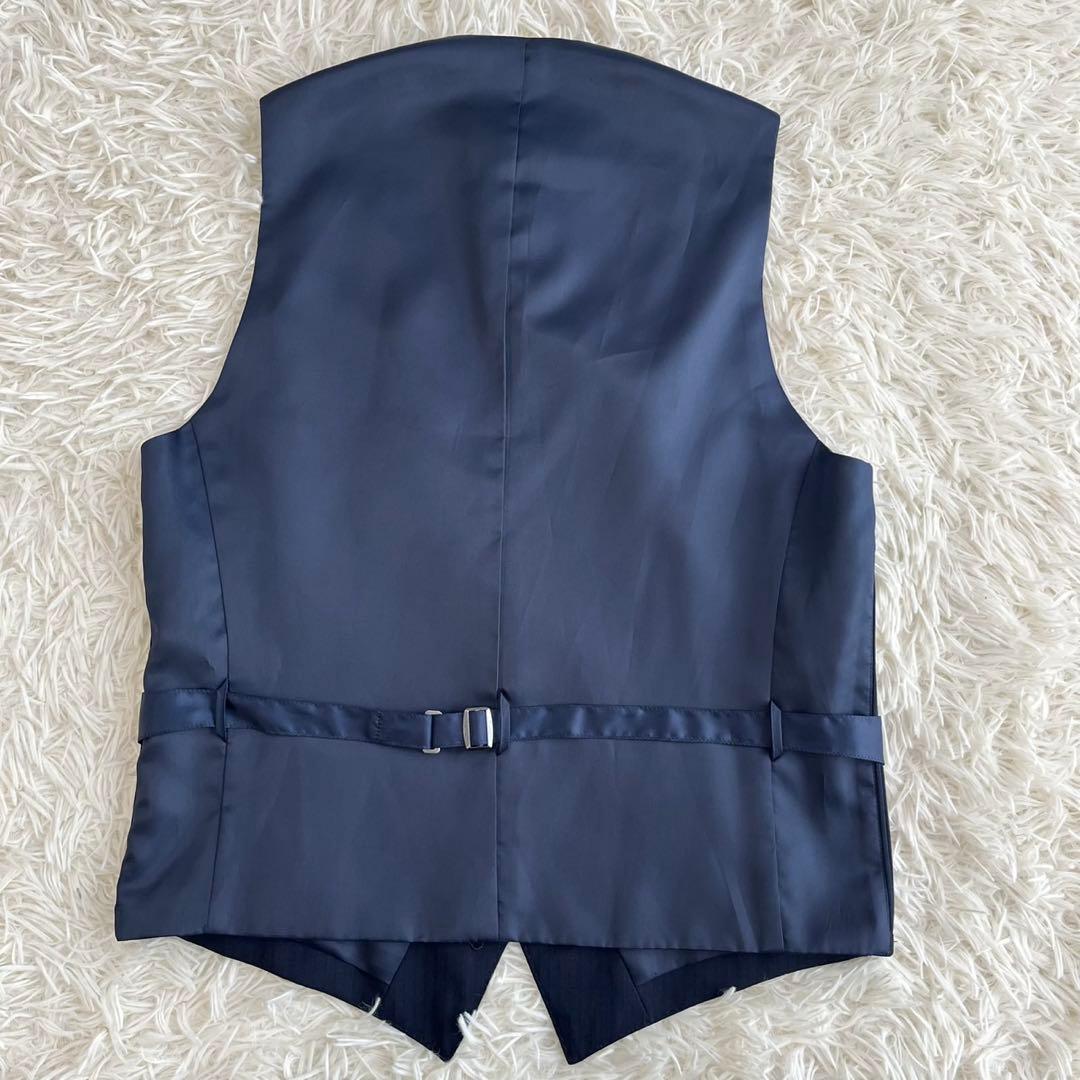 【美品】ビジネススーツ　セットアップ　スリーピース　ネイビー　ストライプ　YA6