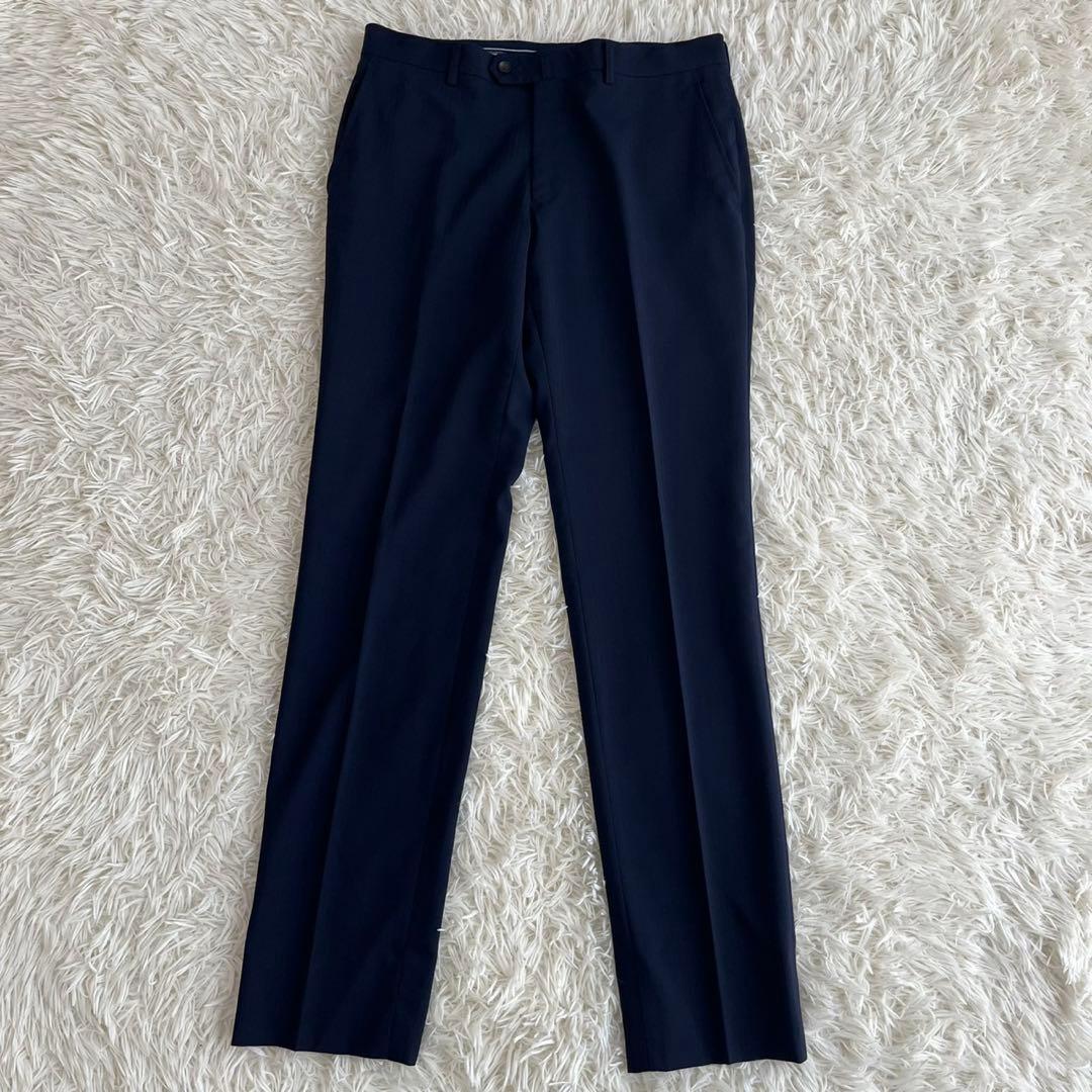 【美品】ビジネススーツ　セットアップ　スリーピース　ネイビー　ストライプ　YA6