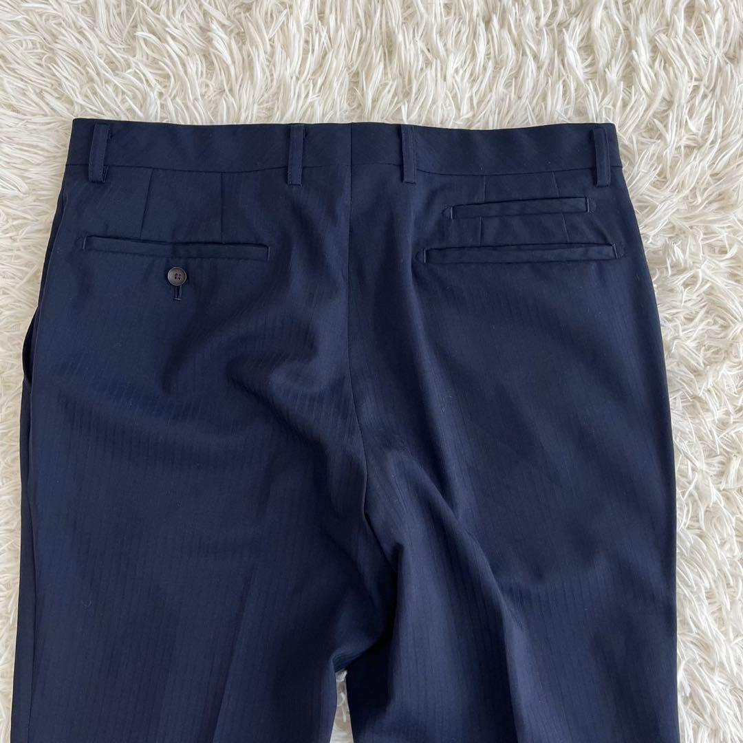 【美品】ビジネススーツ　セットアップ　スリーピース　ネイビー　ストライプ　YA6