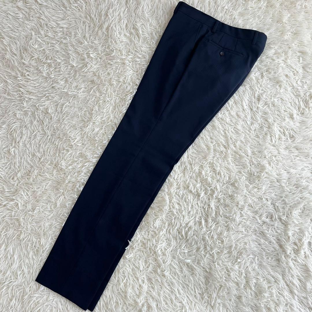 【美品】ビジネススーツ　セットアップ　スリーピース　ネイビー　ストライプ　YA6