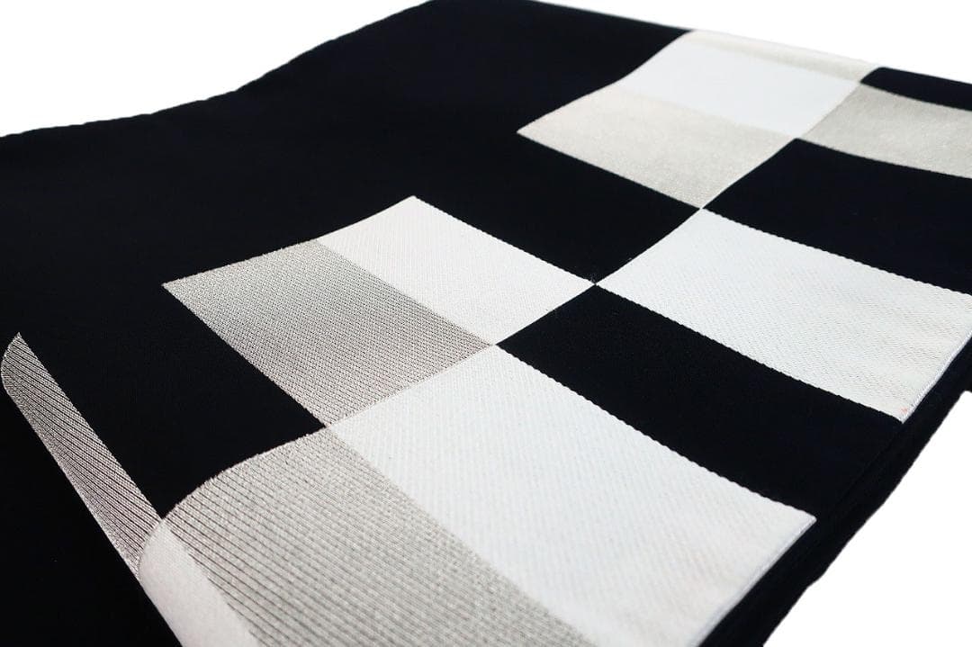 ★専用★美品 袋帯 黒 市松 モダン モノトーン 長さ4m37cm 正絹