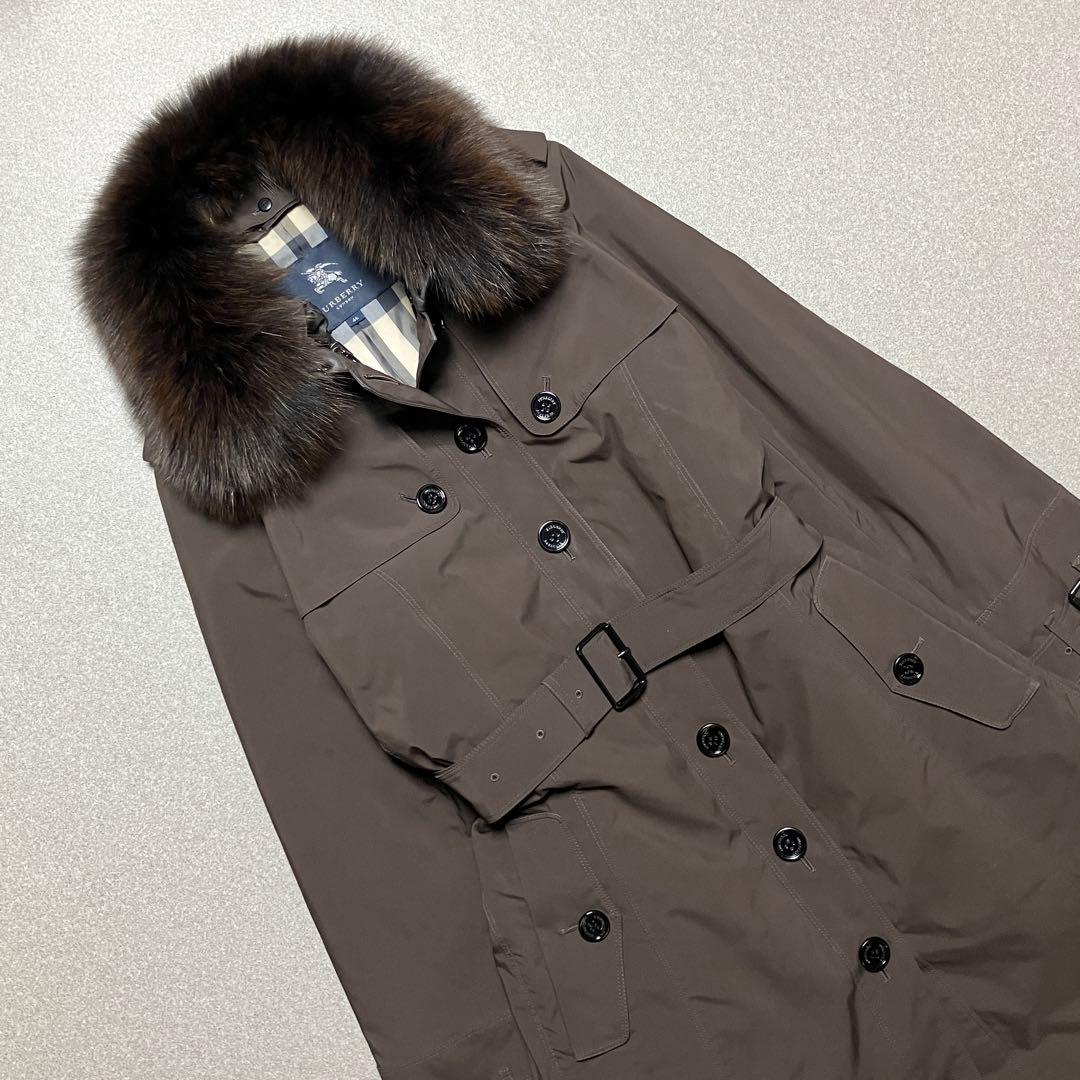 希少✨バーバリーロンドン 46 ファー付きトレンチコート メガチェック 5way