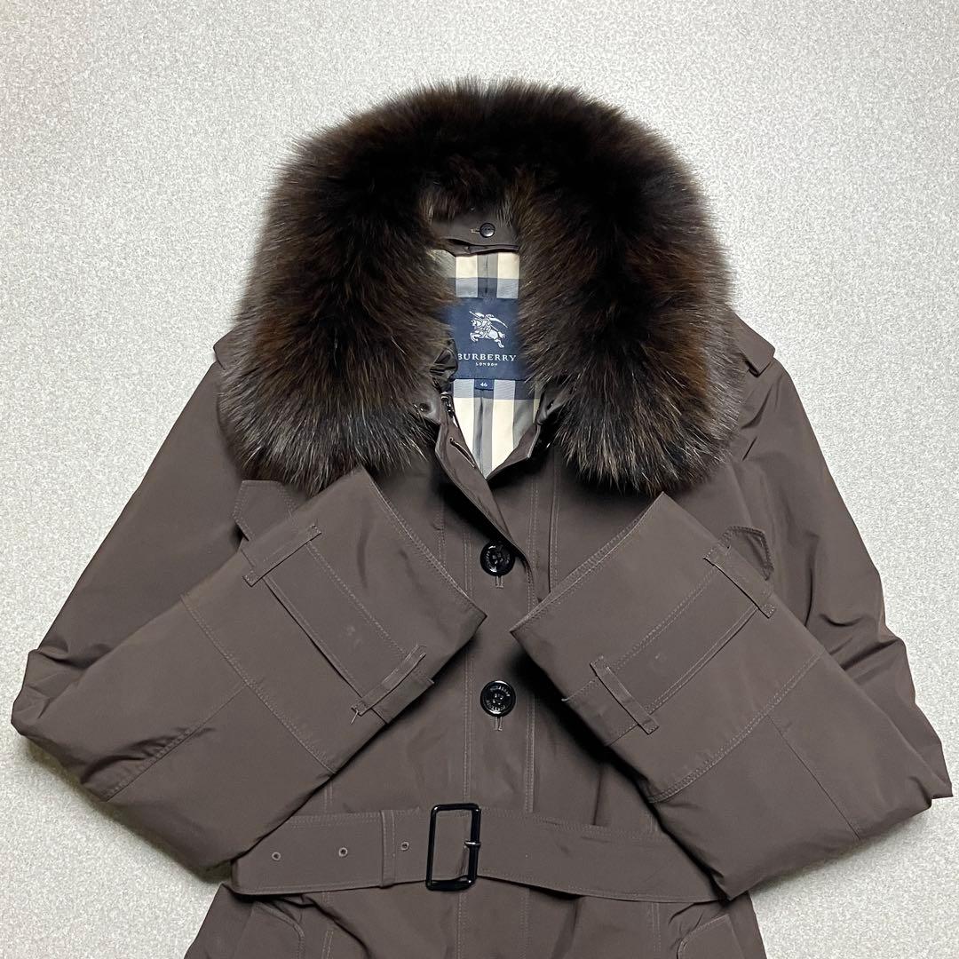 希少✨バーバリーロンドン 46 ファー付きトレンチコート メガチェック 5way
