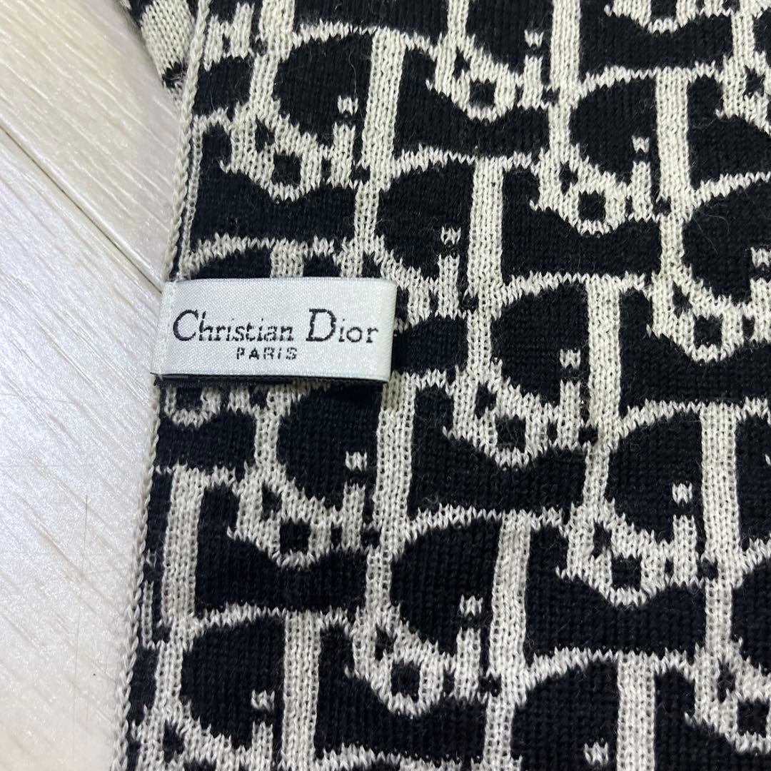 Christian Dior ニットマフラー 黒とグレー