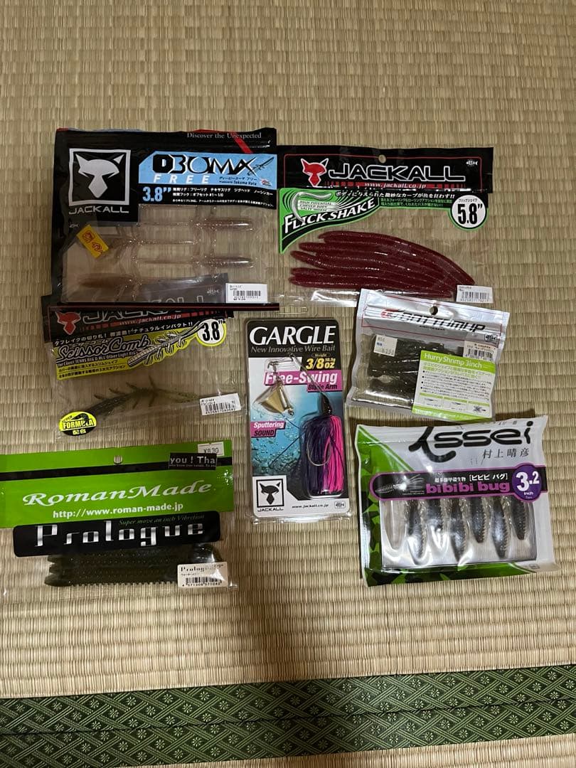 バス釣り引退セット フック、ラバージグ、ワーム