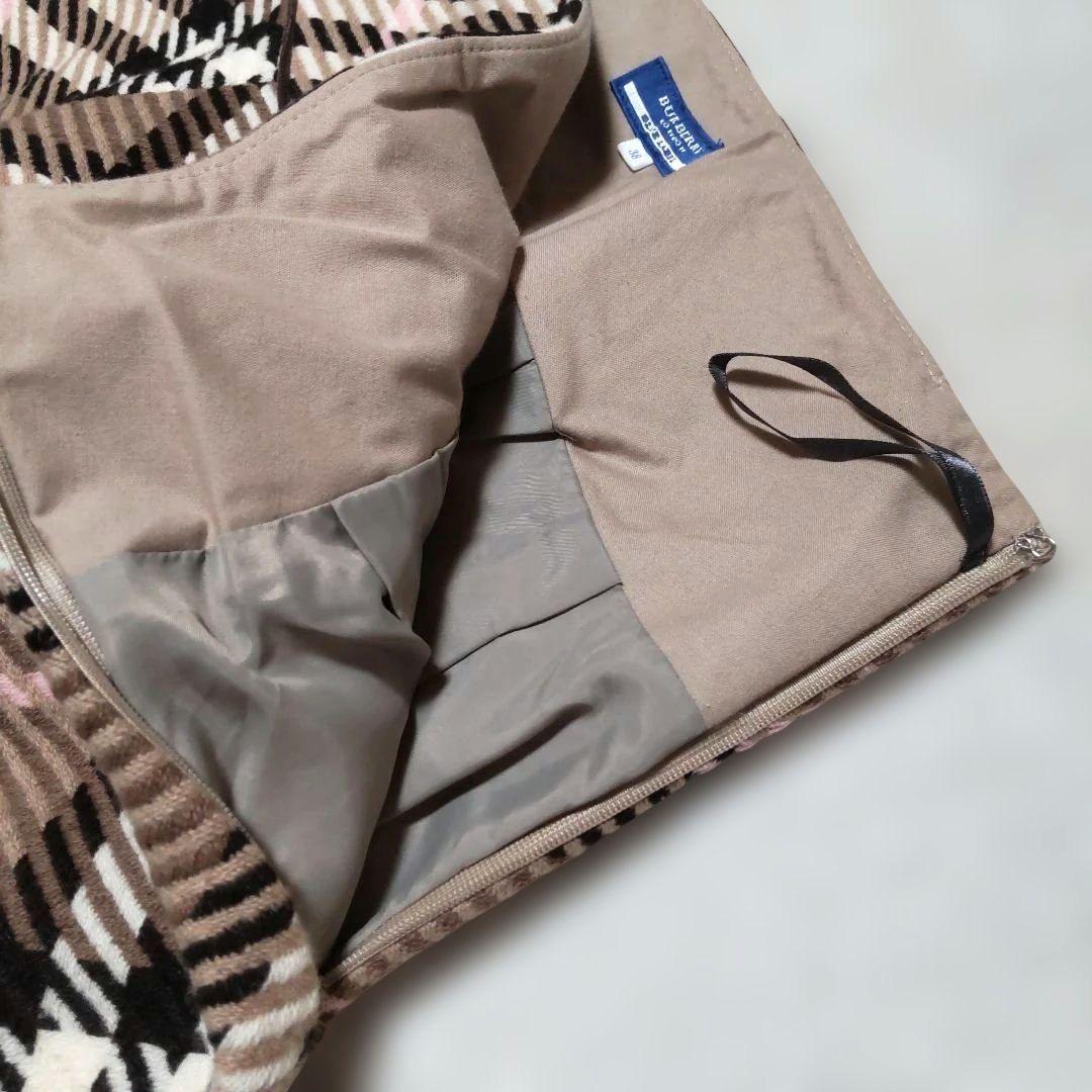 美品☆☆バーバリー ブルーレーベル☆メガチェック スカート ウール 38ブラウン