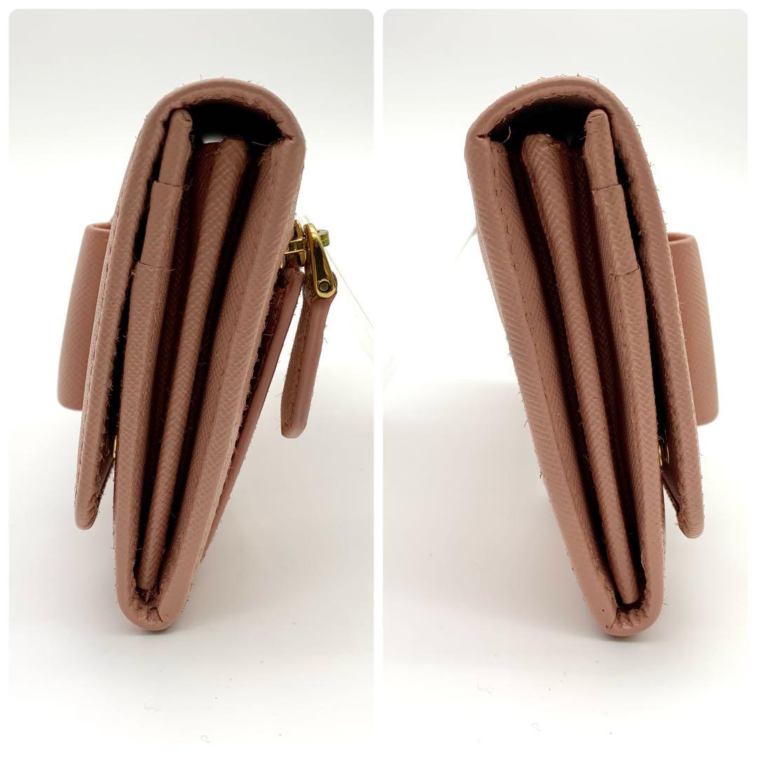 【訳あり極美品 】PRADA リボン 長財布 サフィアーノ ピンク