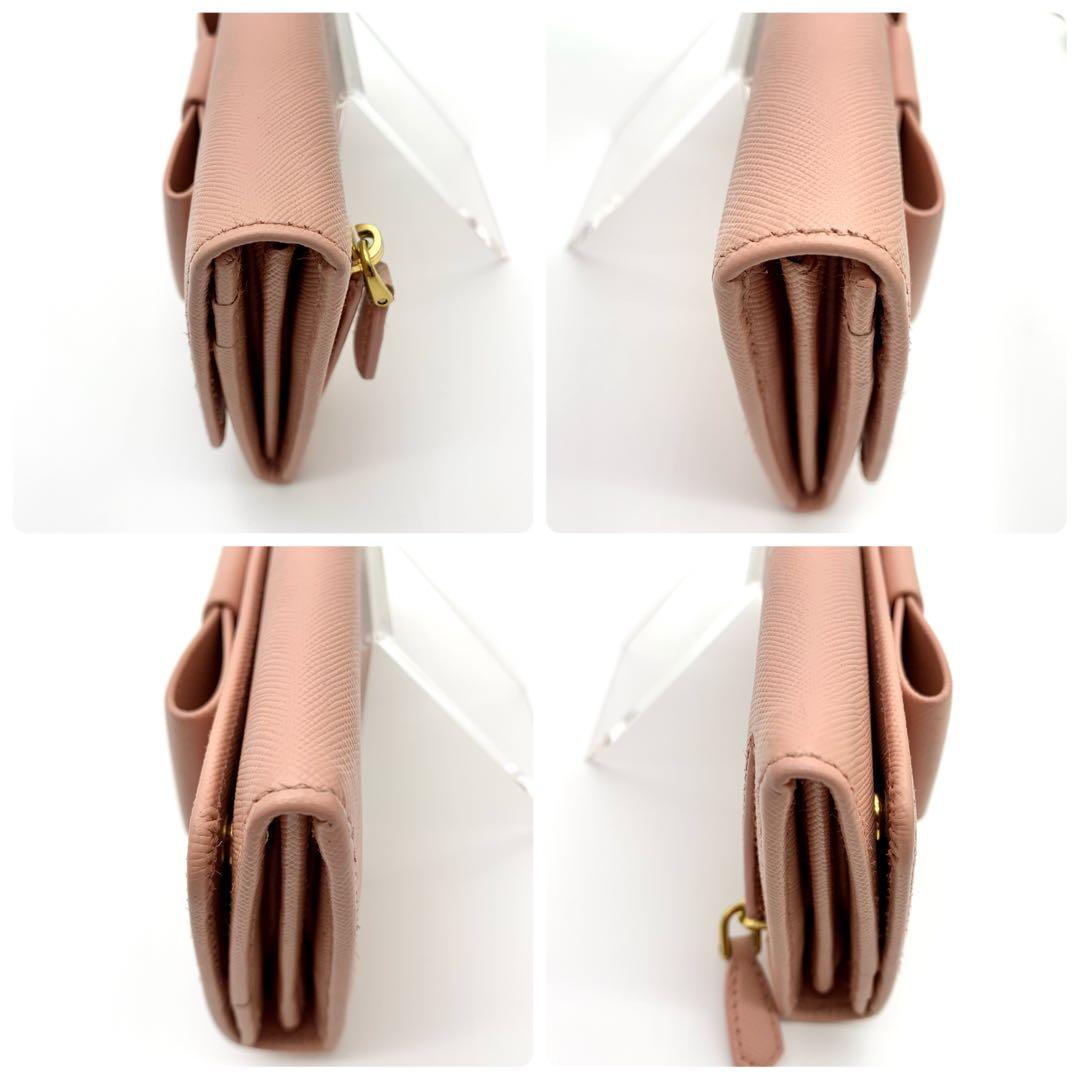 【訳あり極美品 】PRADA リボン 長財布 サフィアーノ ピンク