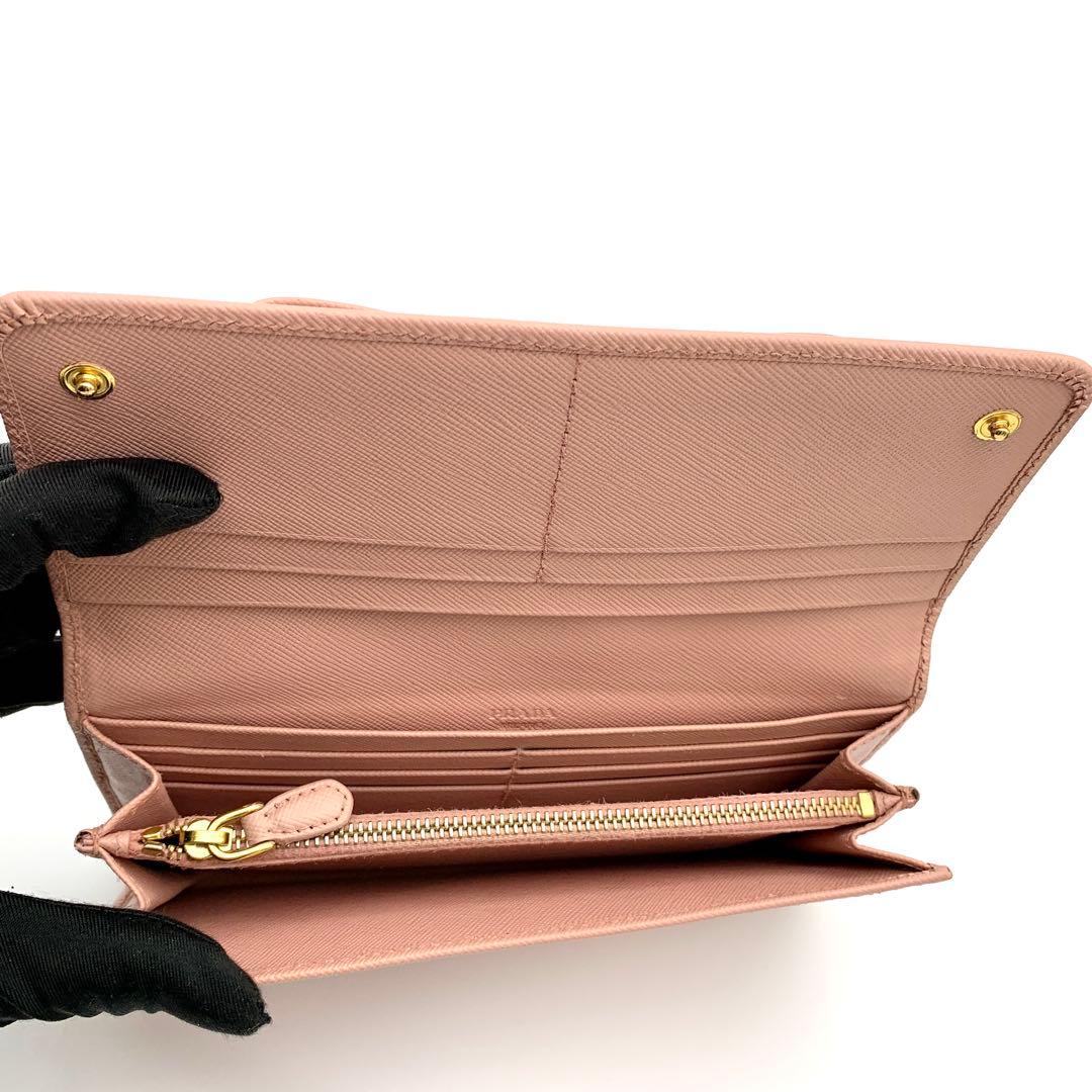 【訳あり極美品 】PRADA リボン 長財布 サフィアーノ ピンク
