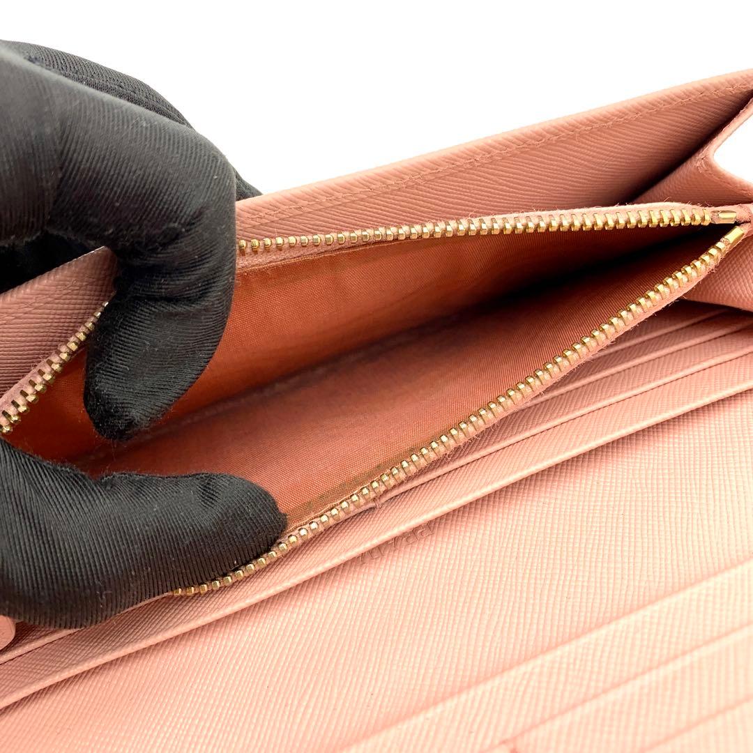 【訳あり極美品 】PRADA リボン 長財布 サフィアーノ ピンク