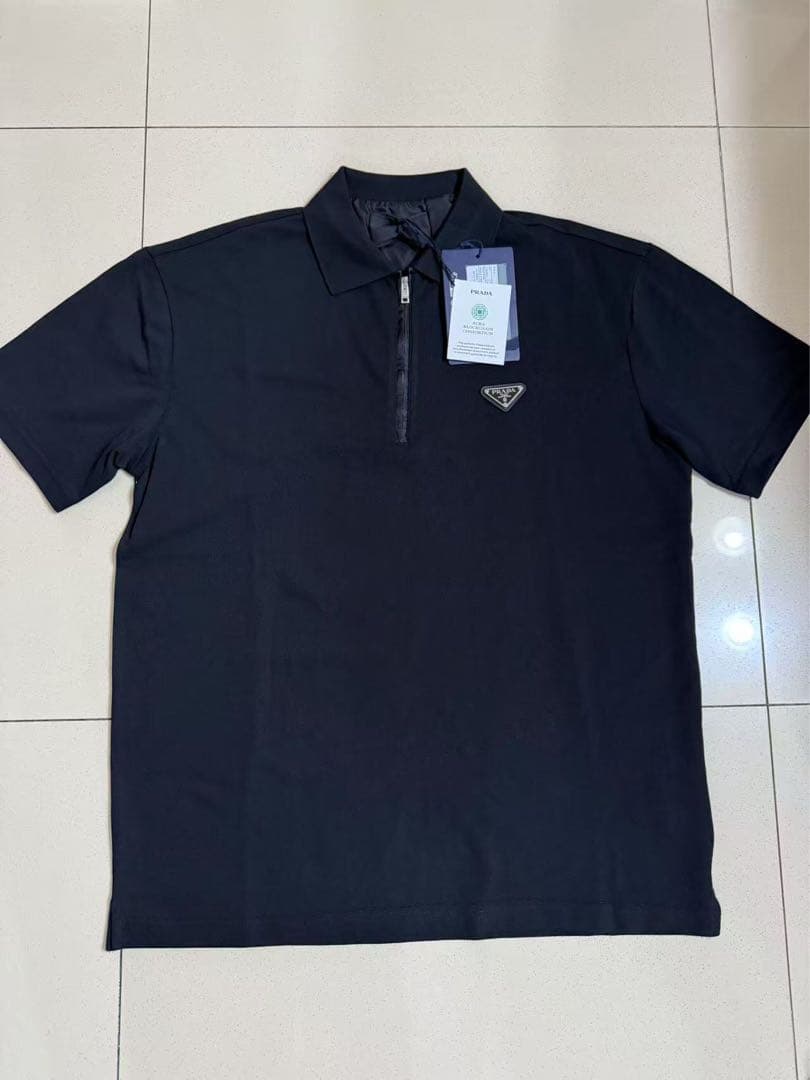 PRADA プラダ　リナイロンディテール　ピケポロTシャツ　M