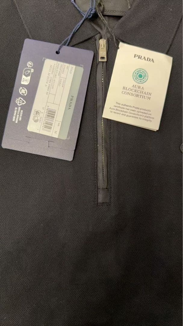 PRADA プラダ　リナイロンディテール　ピケポロTシャツ　M