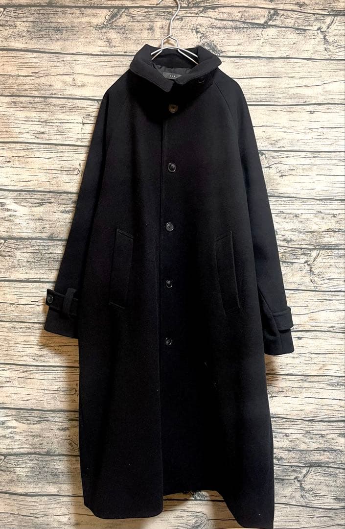 【美品】CLEL(クレイル)テックメルトンルーズステンカラーコート/ブラック/M
