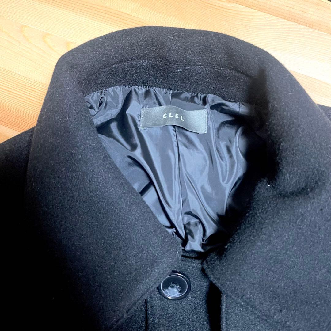 【美品】CLEL(クレイル)テックメルトンルーズステンカラーコート/ブラック/M