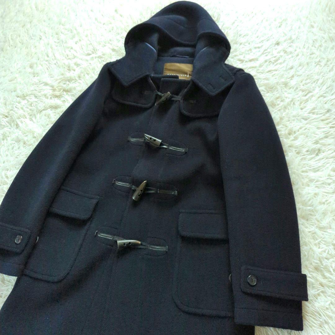 マッキントッシュ ダッフルコート ヘリンボーン ウール 英国製 ネイビー 38
