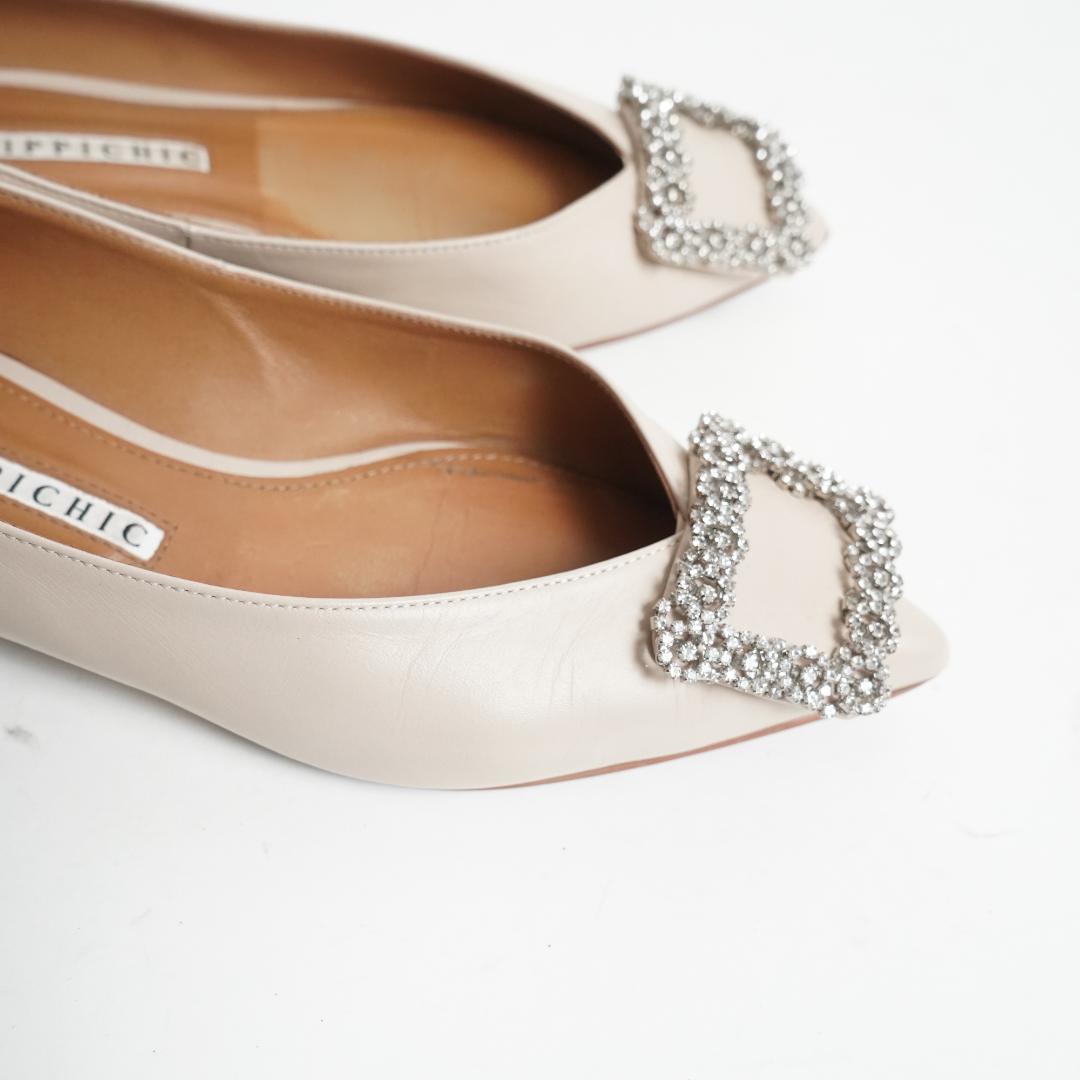 【美品】ピッピシックパンプス フラットシューズ ビジュー 24cm