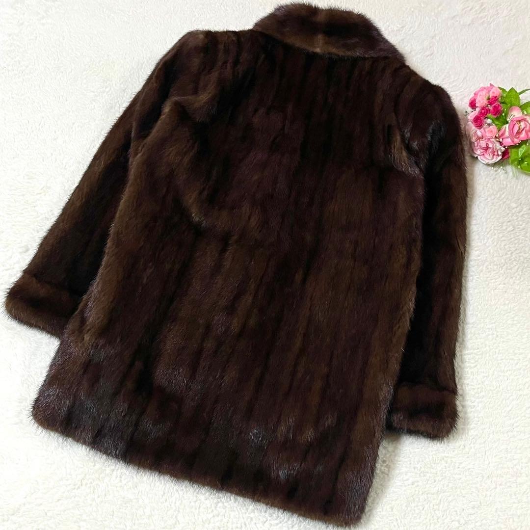 【希少デザイン】 デミバフミンク コート 本毛皮 リアルファー フリーサイズ