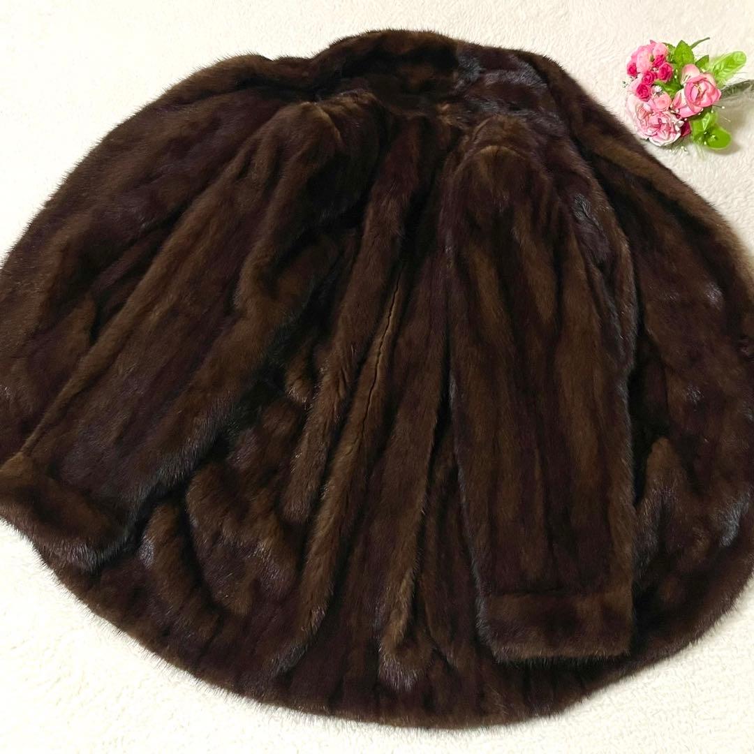 【希少デザイン】 デミバフミンク コート 本毛皮 リアルファー フリーサイズ
