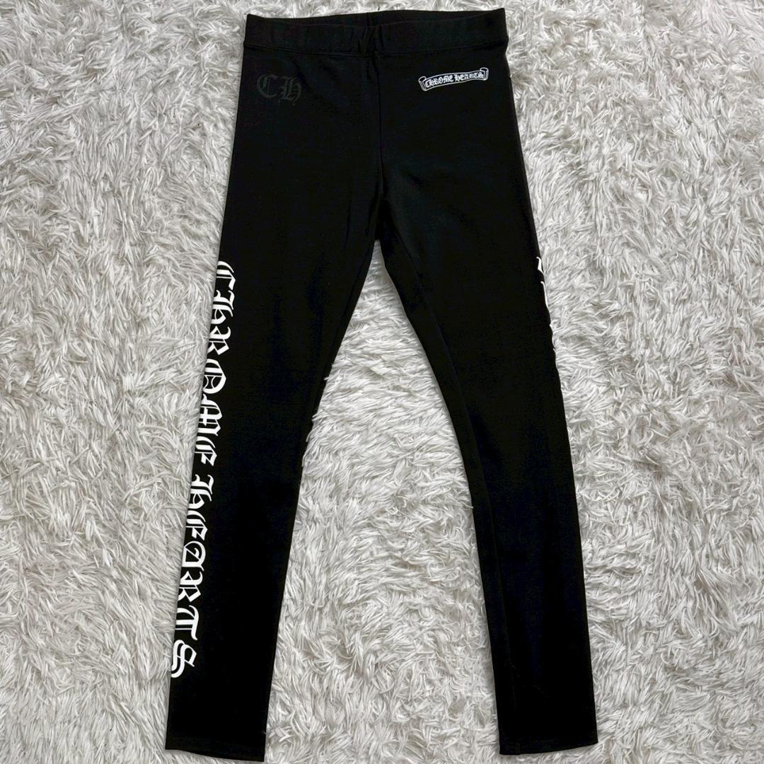 クロムハーツ スクリプトロゴ レギンス ブラック プリント レディース