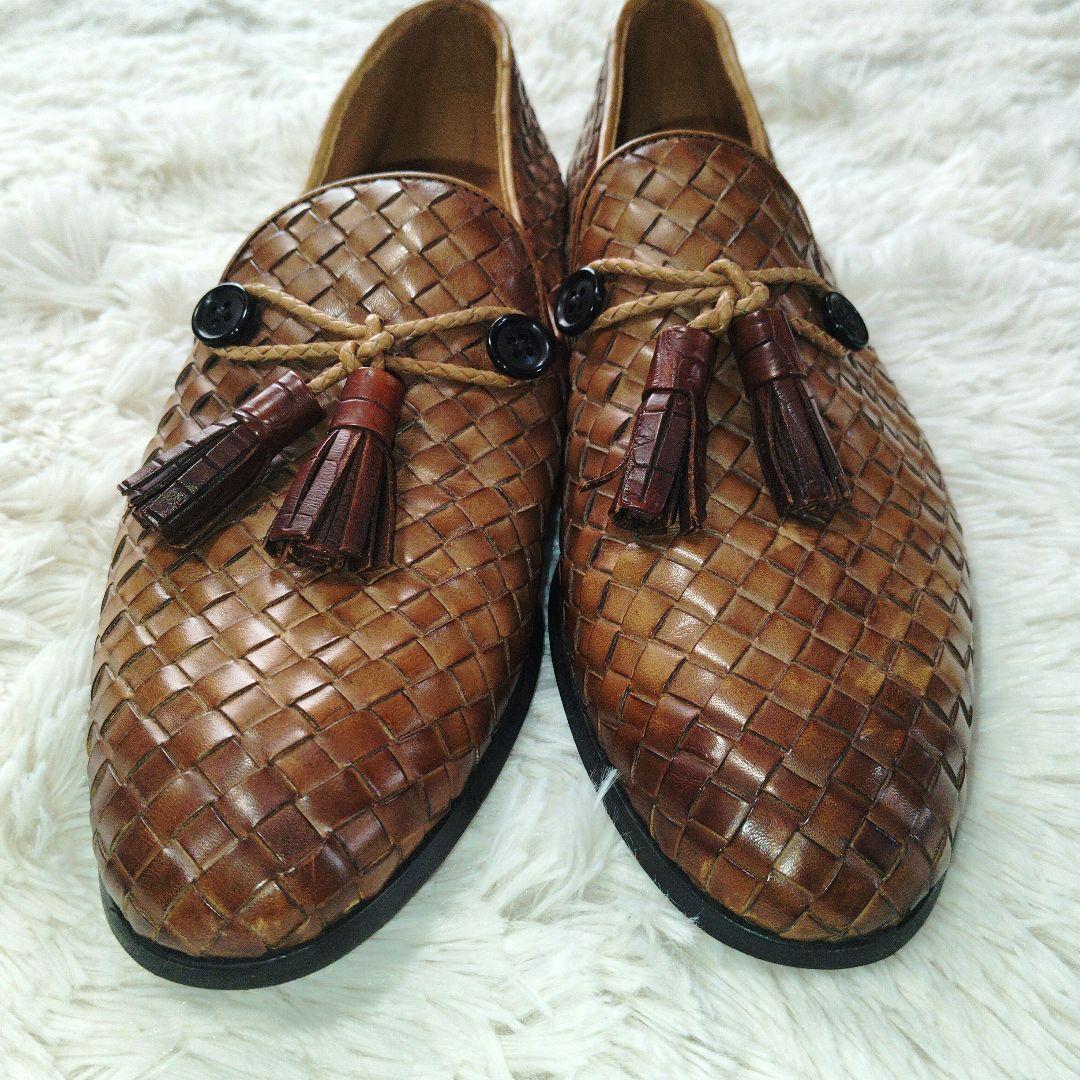 【極美品】マグナーニ　タッセルローファー　イントレチャート　茶　39