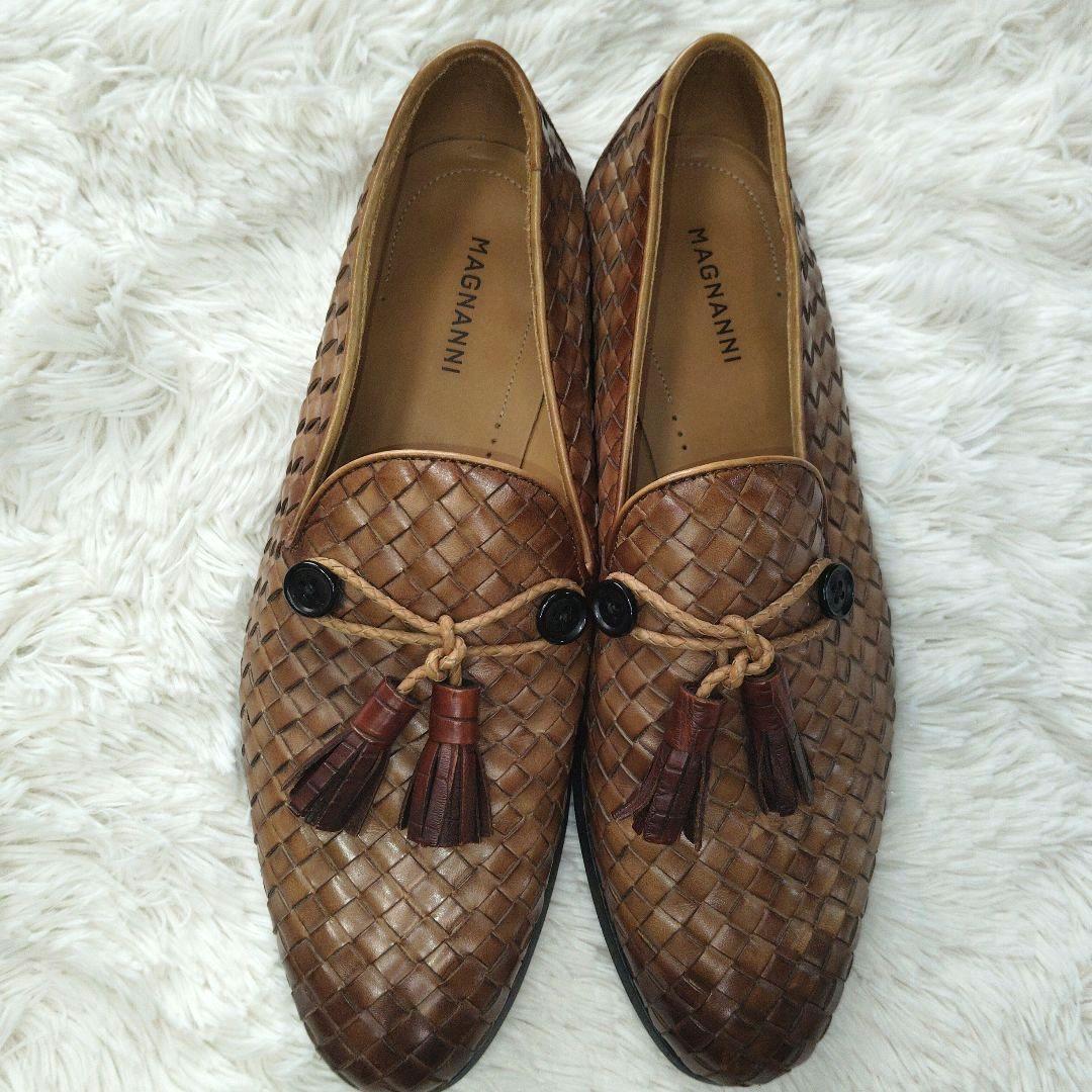 【極美品】マグナーニ　タッセルローファー　イントレチャート　茶　39