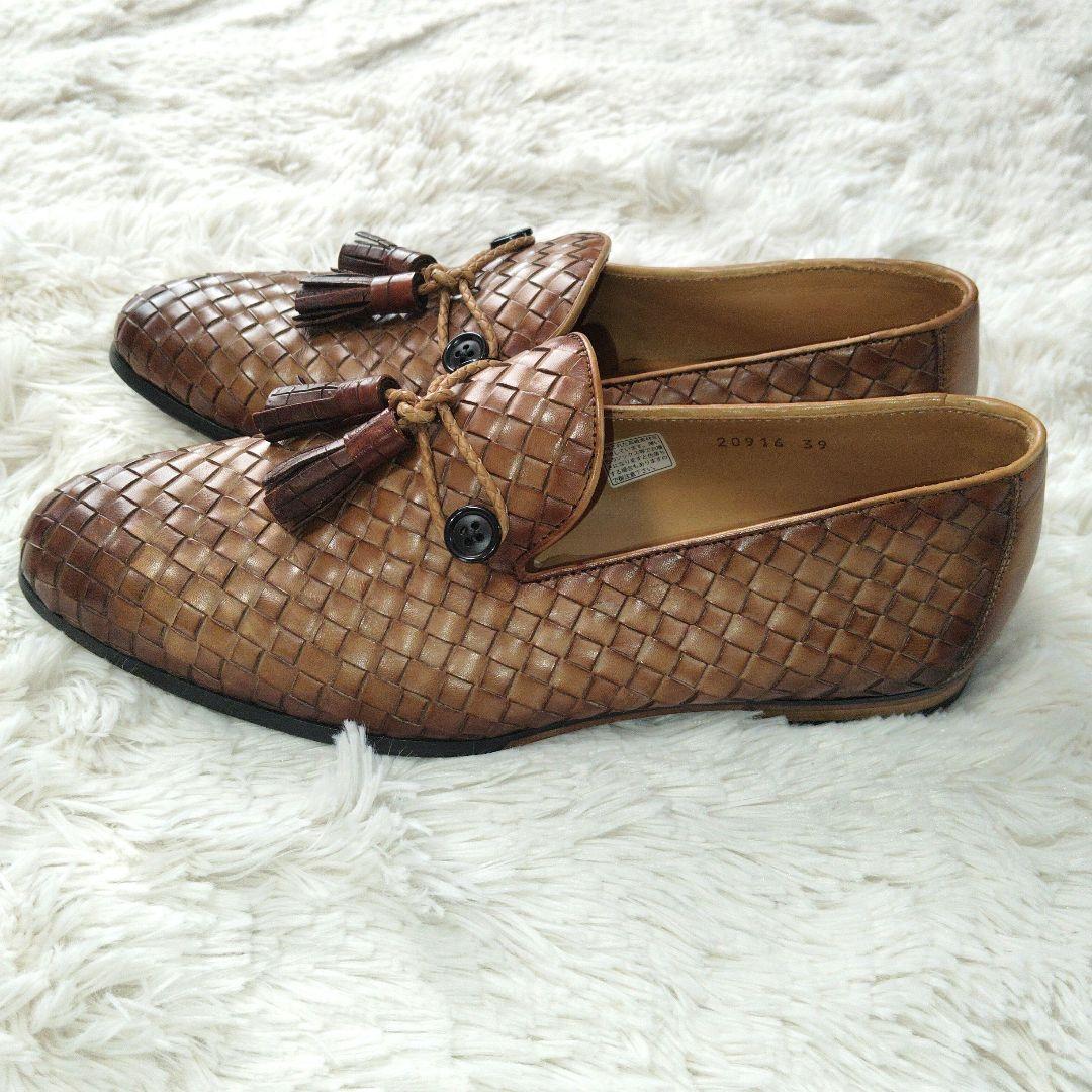 【極美品】マグナーニ　タッセルローファー　イントレチャート　茶　39