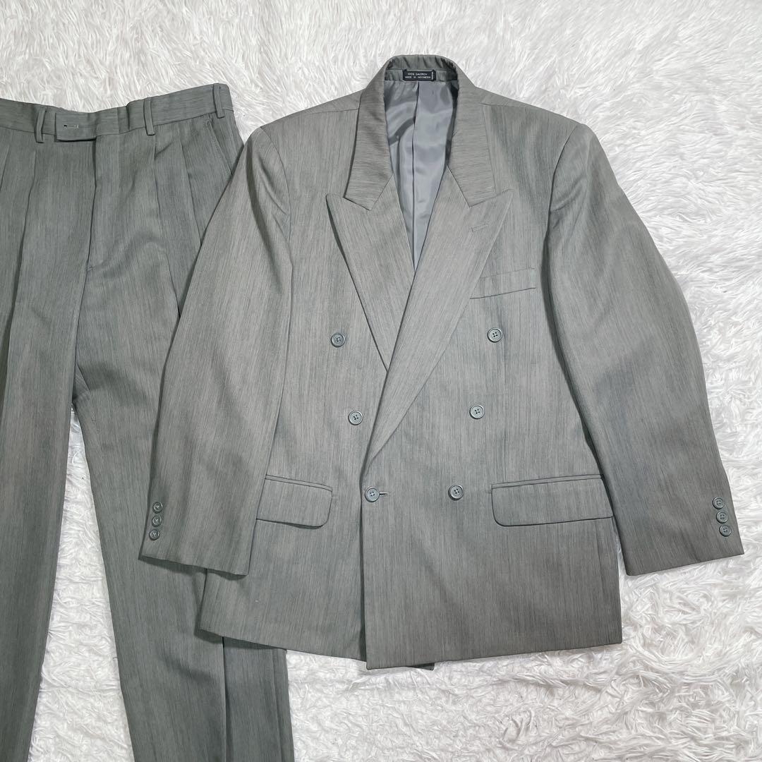 90s ヴィンテージ　ダブル　セットアップ　スーツ　6ボタン　カーキ　L相当