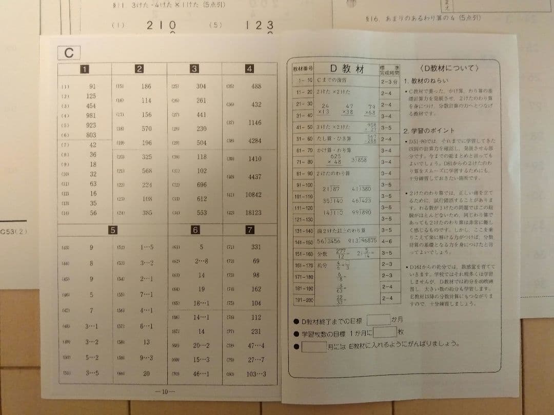くもん 小3 算数C教材（新品）全頁200枚＋終了テストのセット（希少）