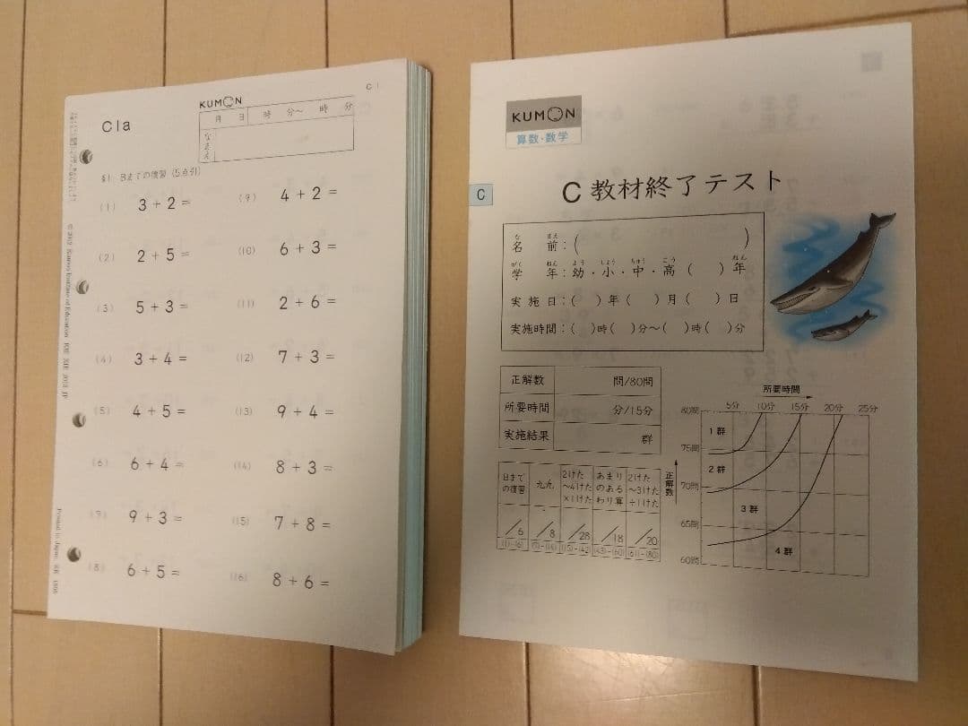 くもん 小3 算数C教材（新品）全頁200枚＋終了テストのセット（希少）