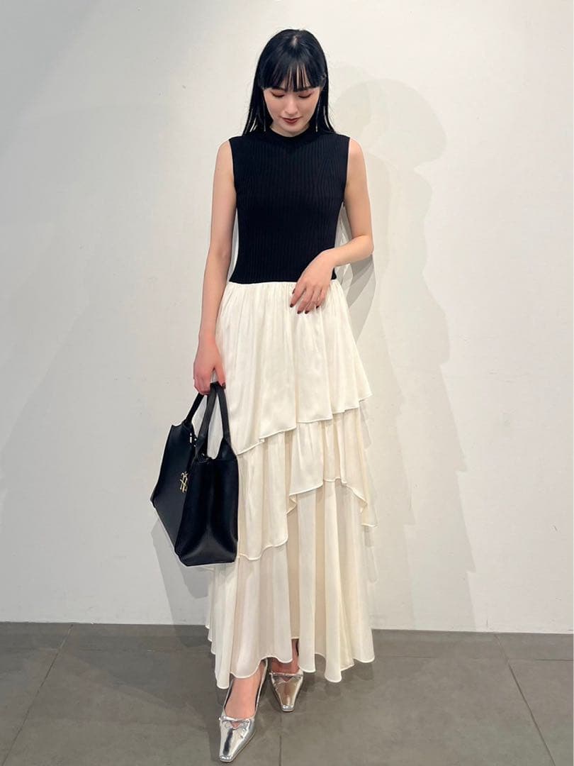 アシメティアードスカートコンビニットワンピース ブラック 00 フレイアイディー