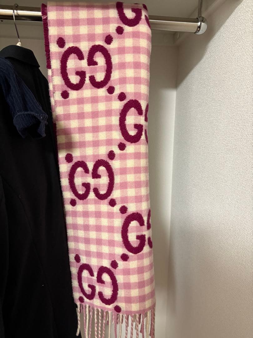 GUCCI ギンガムチェック マフラー 35x240cm