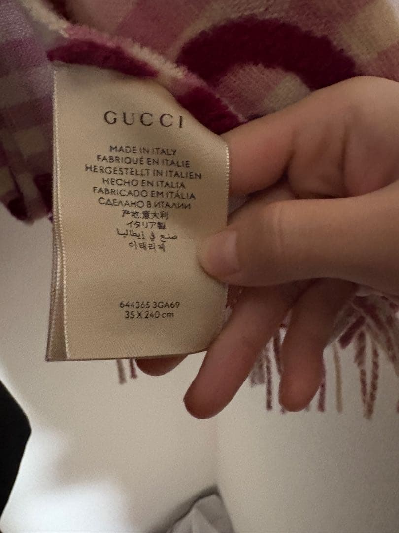 GUCCI ギンガムチェック マフラー 35x240cm