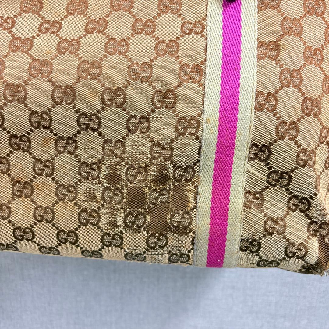 GUCCI グッチ GGキャンバス トートバッグ ハンドバッグ ピンク レザー