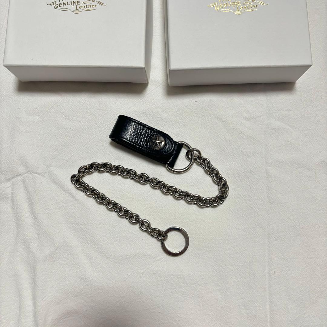 CALLE 本革 ブラック 三つ折り財布 チェーン付き