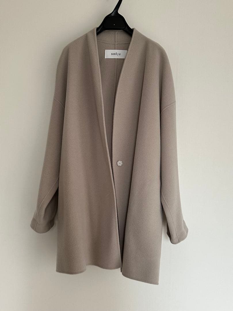 ウールリバーミディコートベージュ　【美品】