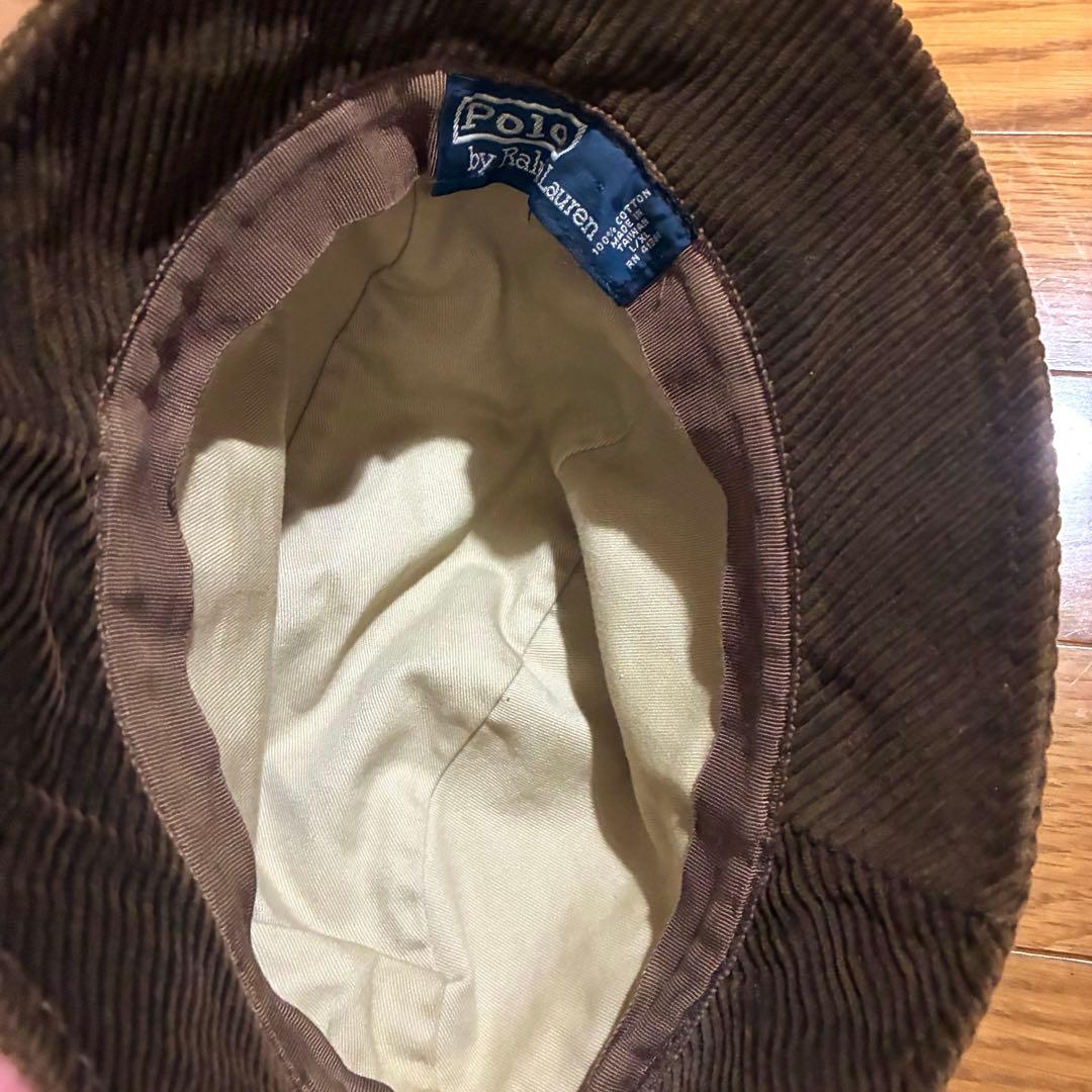 ラルフローレン 80s〜90s ビンテージ　ハット　コーデュロイ 茶色　帽子