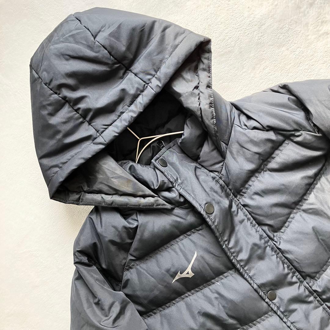 【美品】mizno ミズノ ベンチコート ダウン 袖リブ ブラック 黒 L