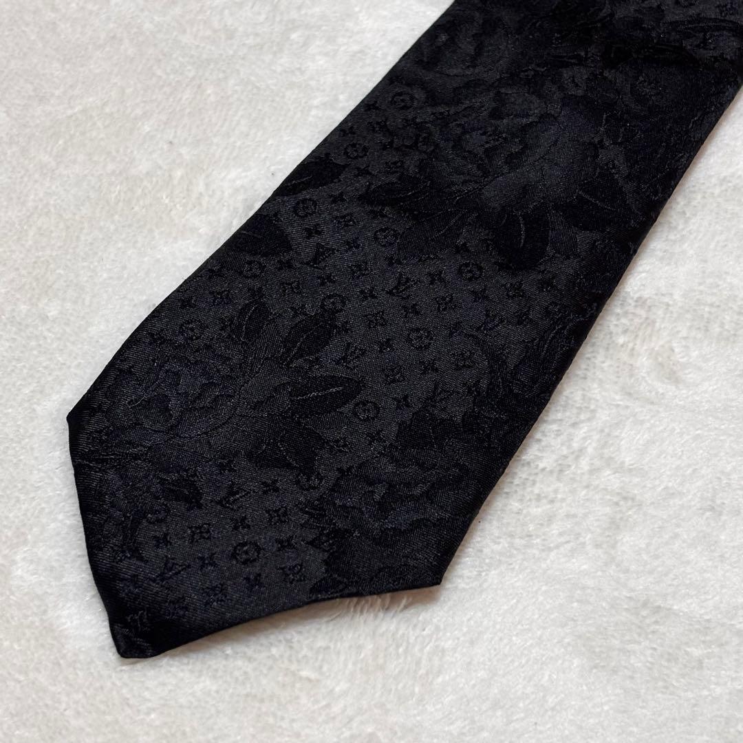 ルイヴィトン ネクタイ モノグラム ワイルドフラワー タグ付き ブラック