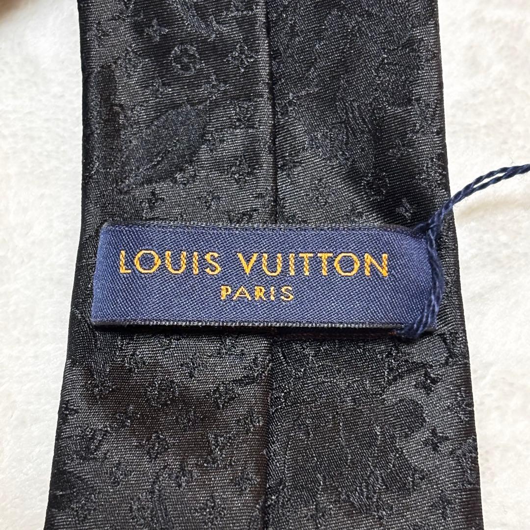 ルイヴィトン ネクタイ モノグラム ワイルドフラワー タグ付き ブラック