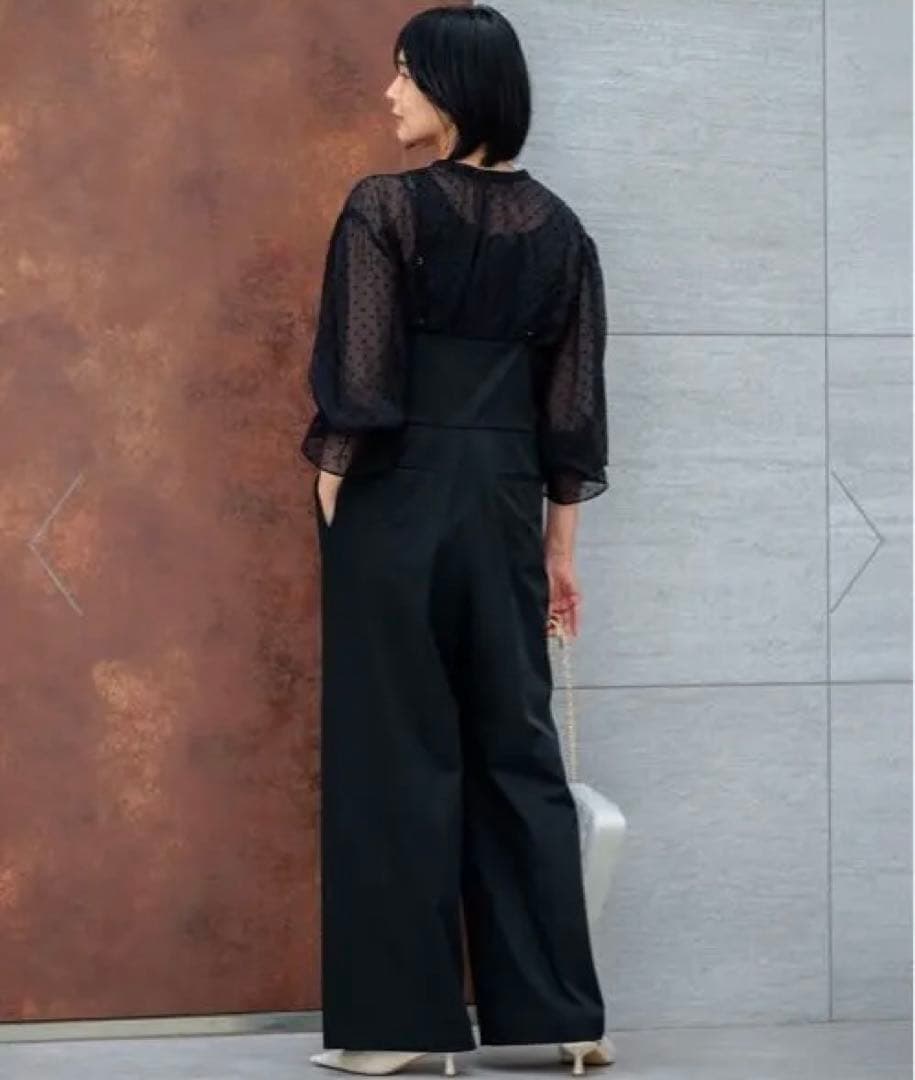 【新品未使用】23区　洗えるドライ2WAYストレッチ サロペット　38 ブラック