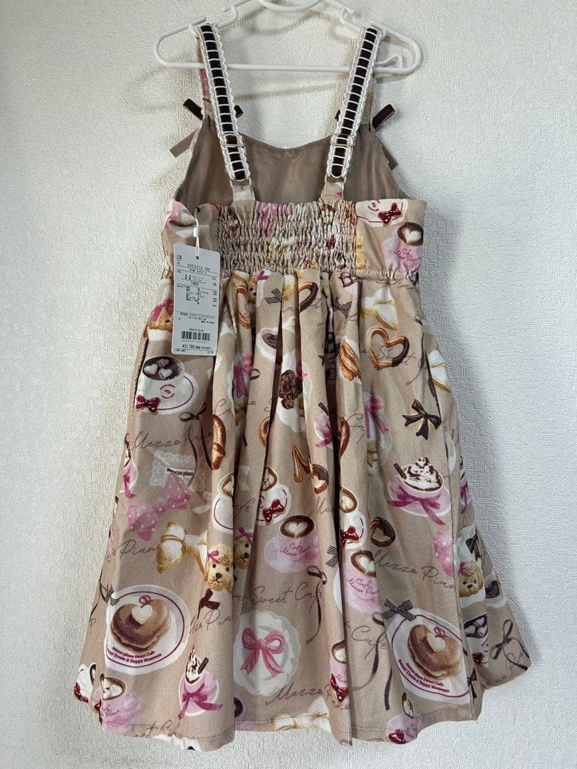 新品　タグ付き　メゾピアノ　110 カフェ柄　ワンピース