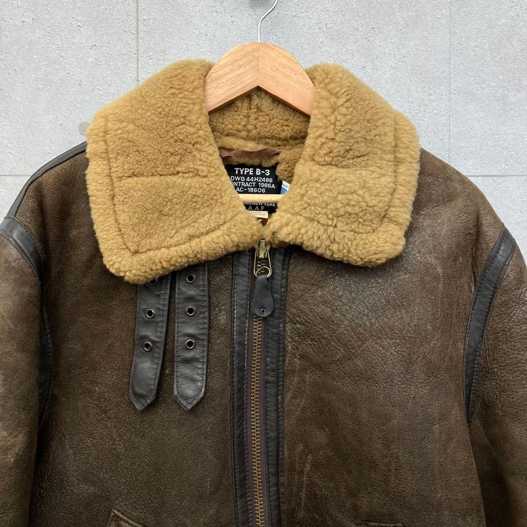USA製 80's Schoot B-3 フライトジャケット ムートン レザー