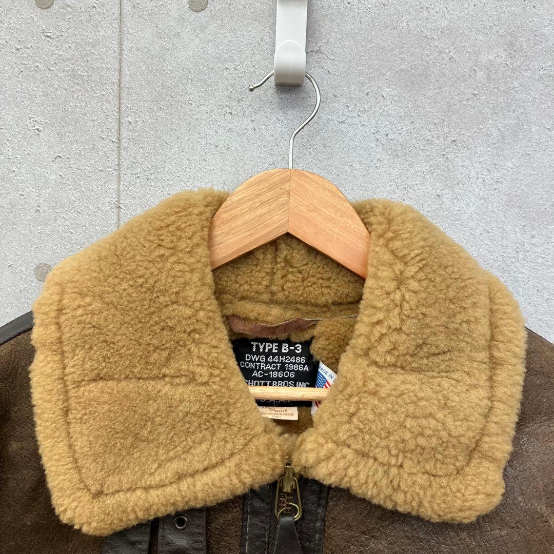 USA製 80's Schoot B-3 フライトジャケット ムートン レザー