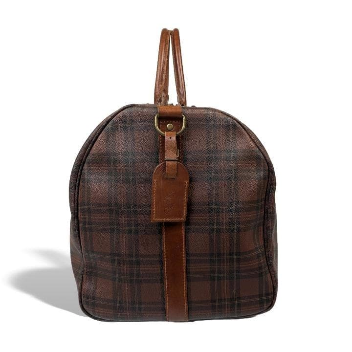 【希少色 】ポロラルフローレン ボストンバッグ ブラウン チェック柄 PVC