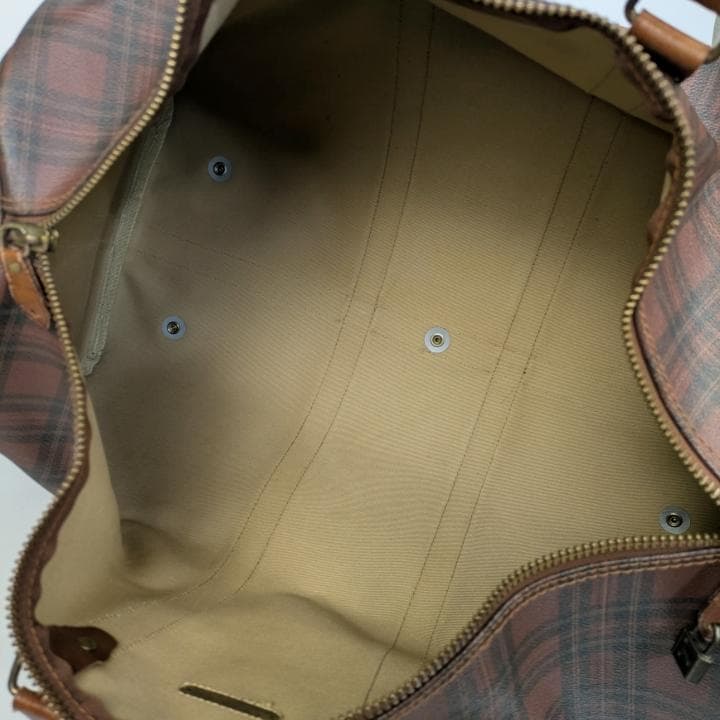 【希少色 】ポロラルフローレン ボストンバッグ ブラウン チェック柄 PVC