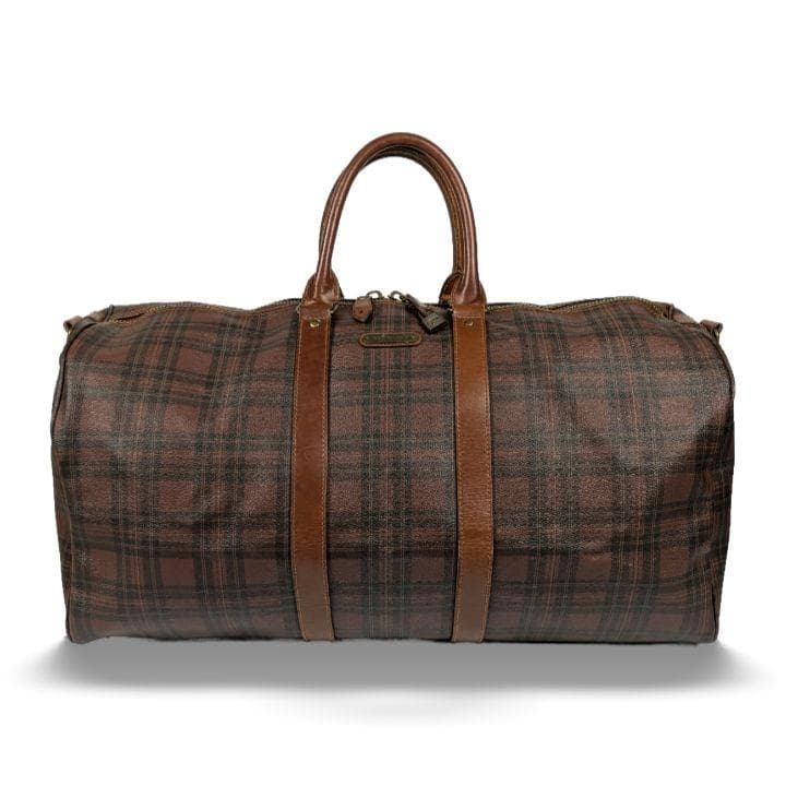 【希少色 】ポロラルフローレン ボストンバッグ ブラウン チェック柄 PVC