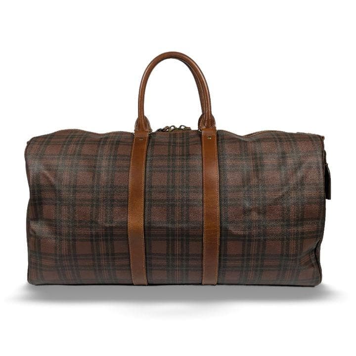 【希少色 】ポロラルフローレン ボストンバッグ ブラウン チェック柄 PVC