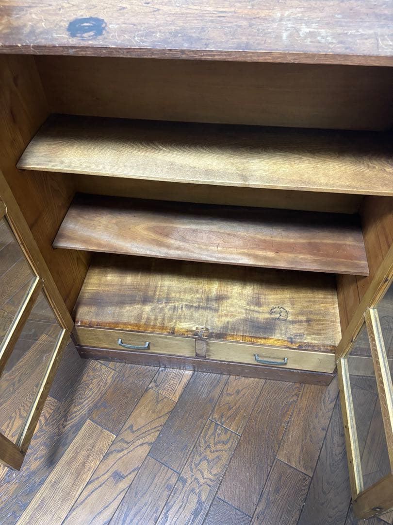 木製キャビネット ガラス扉付き　アンティーク　ヴィンテージ レトロ