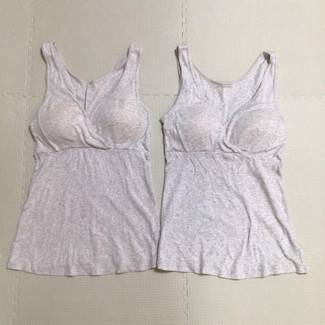 オーガニックコットン　マタニティ　授乳　産前産後　カップ付きタンクトップ