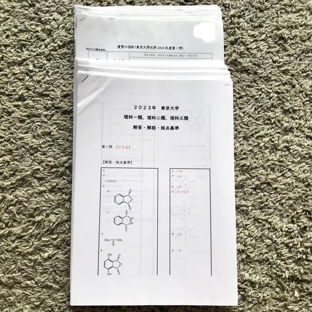 東大化学10年分　解答解説採点基準　復習の指針　2014ー2023 過去問演習